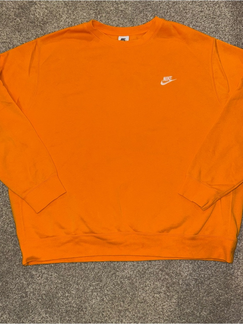 Nike Embroidered Swoosh Crewneck Orange Sz XXL Preowned